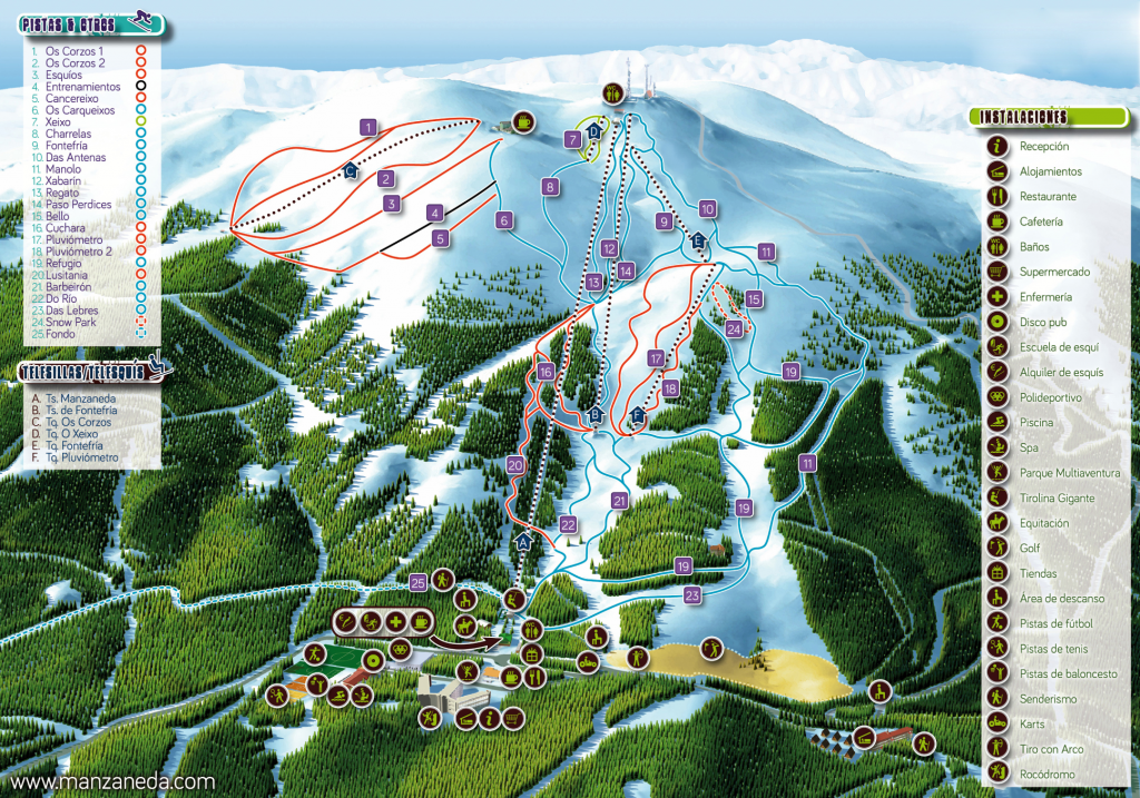 Manzaneda Ski Resort trail map