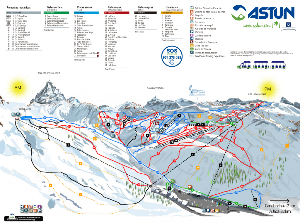 Astún Ski Resort trail map