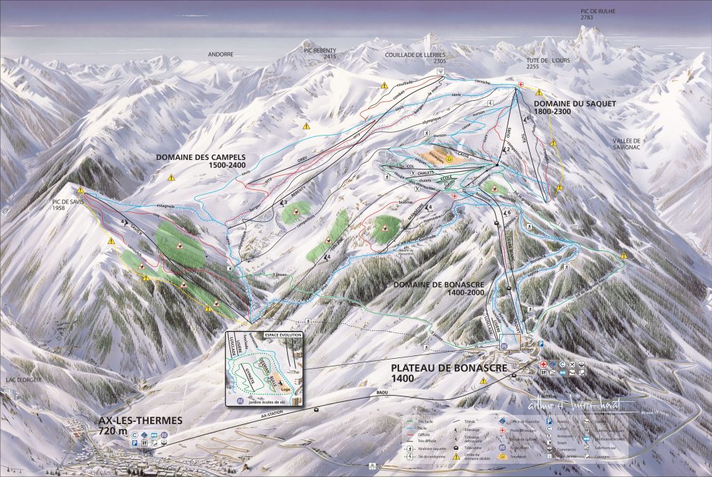 Ax 3 Domaines Ski Resort trail map