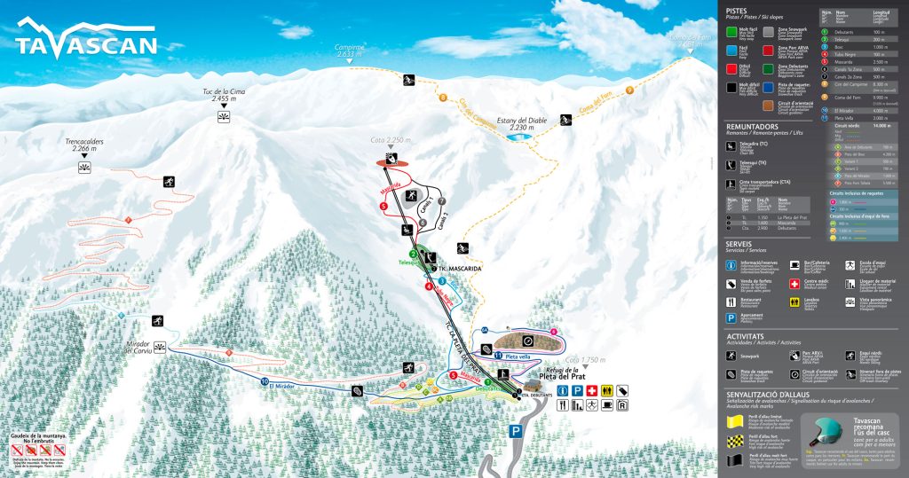 Tavascán Ski Resort trail map