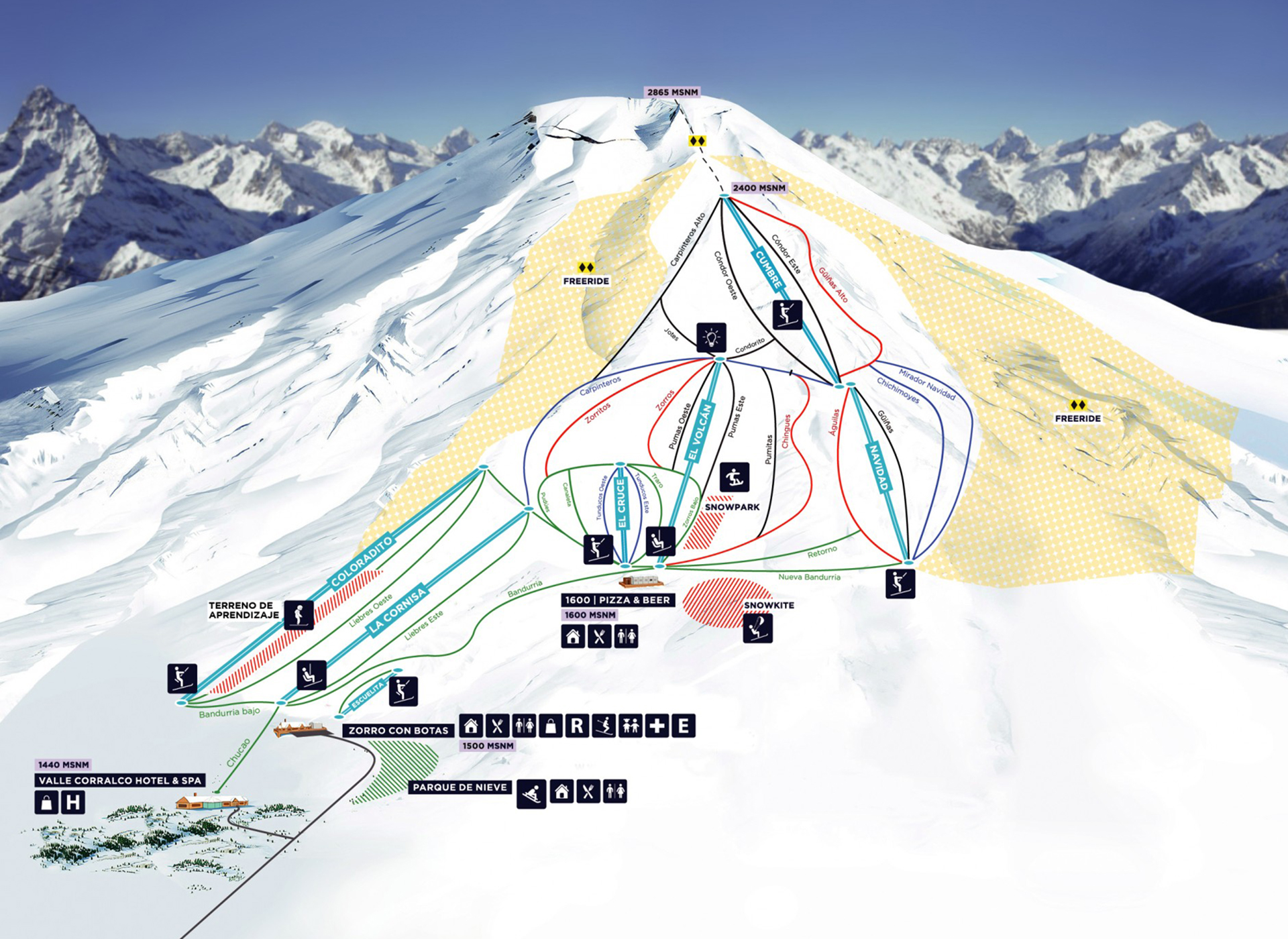 Corralco Ski Resort trail map