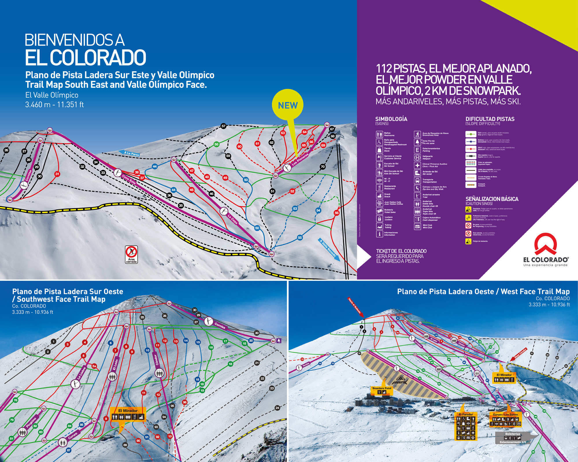 El Colorado Ski Resort trail map