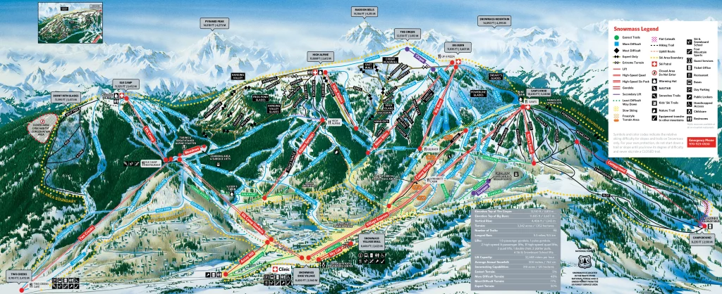 Aspen Snowmass Ski Resort trail map 1