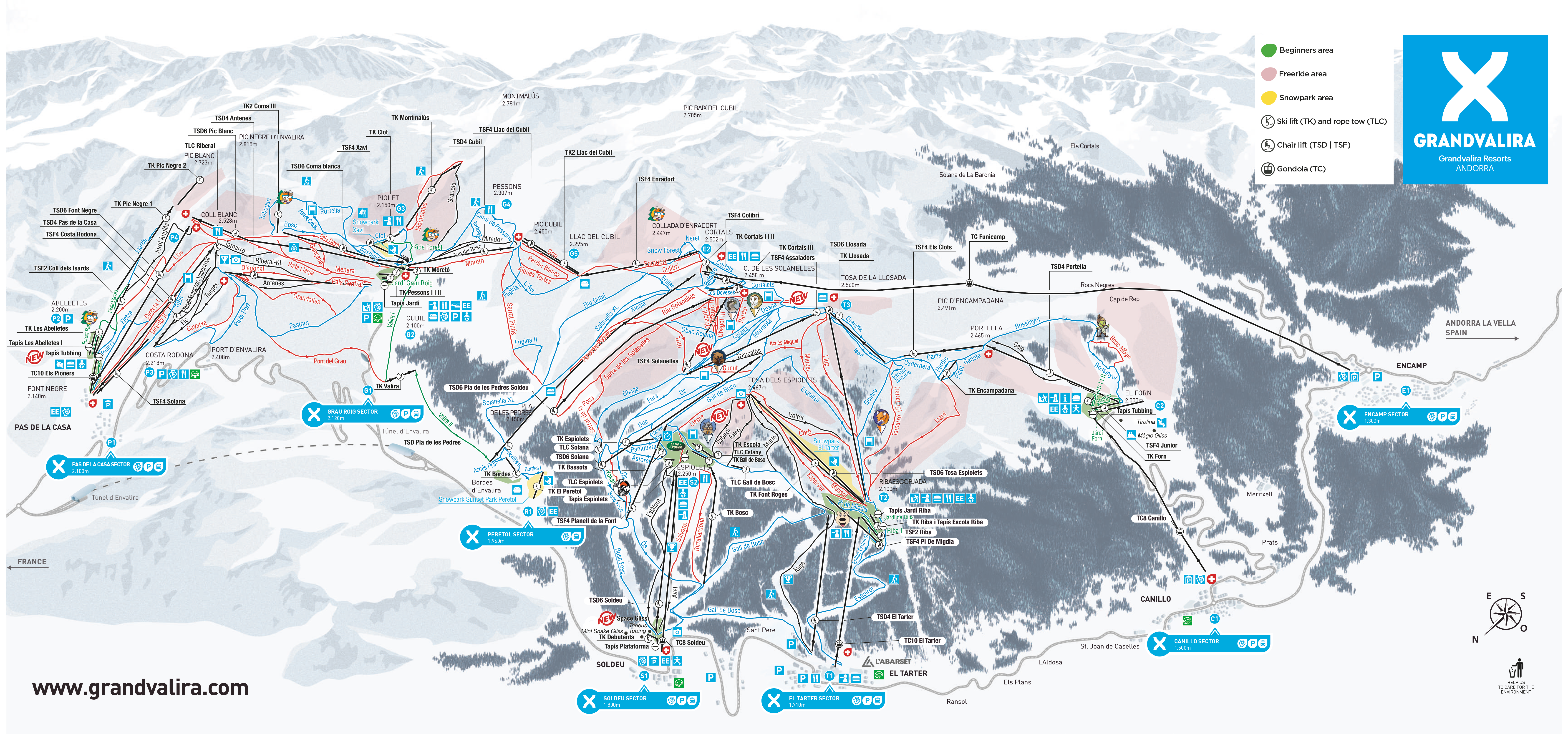 Grandvalira Ski Resort trail map